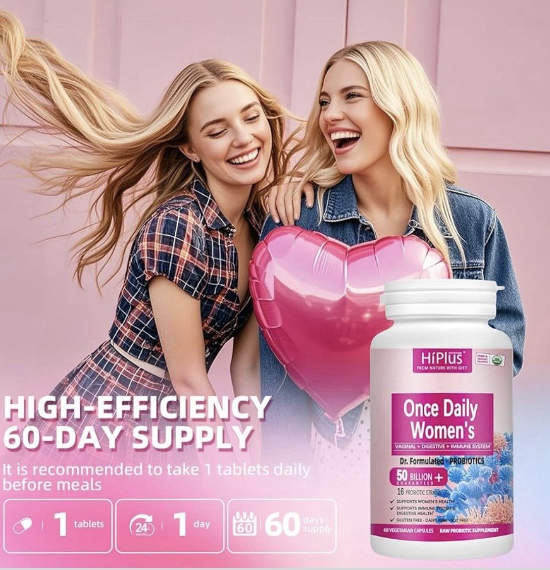 HiPlus Women’s Probiotic 50 Billion CFU 16 Strains Vegetarian Capsules 60 Count