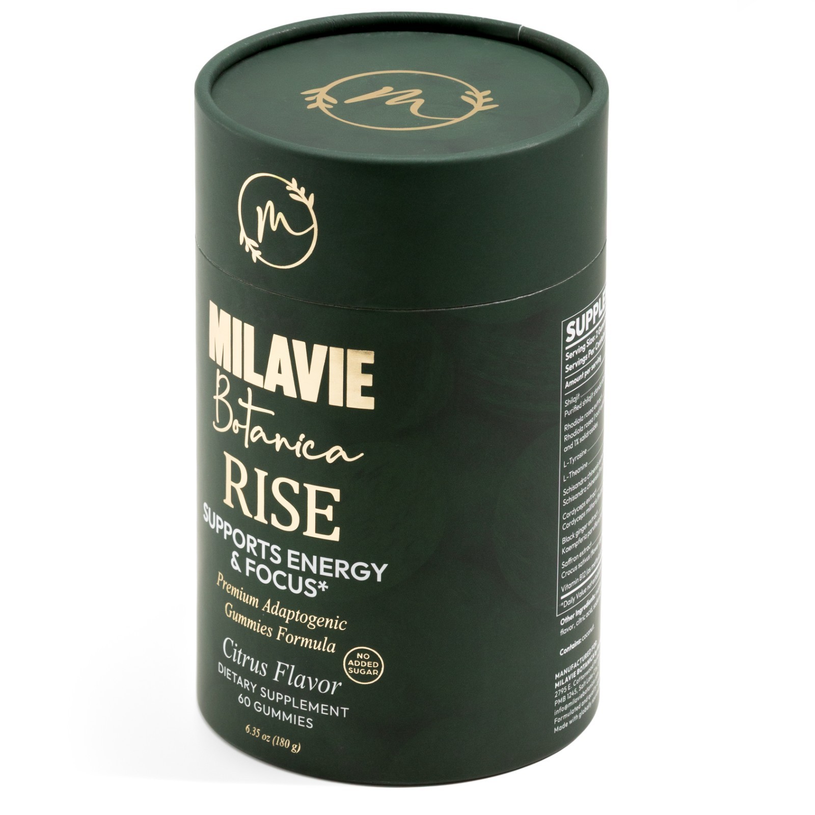 MILAVIE Botanica RISE Premium Adaptogen Gummies – Rhodiola, Shilajit, VitaminB12
