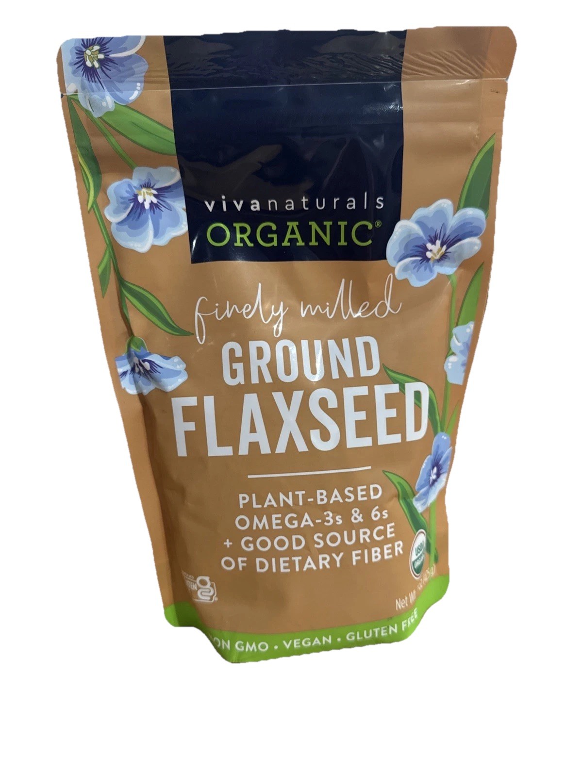 Viva Naturals Organic Ground Flaxseed 15oz (425 g) Plant-Based Protein