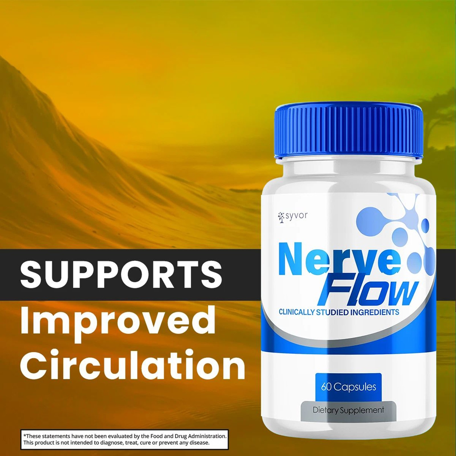 Flow Nerve Advanced Nerve Support Formula Maximum Strength Vitamin 60 Capsules