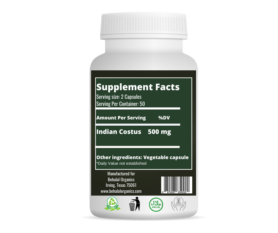 Indian costus 500mg Qust al Hind 100 veg capsules