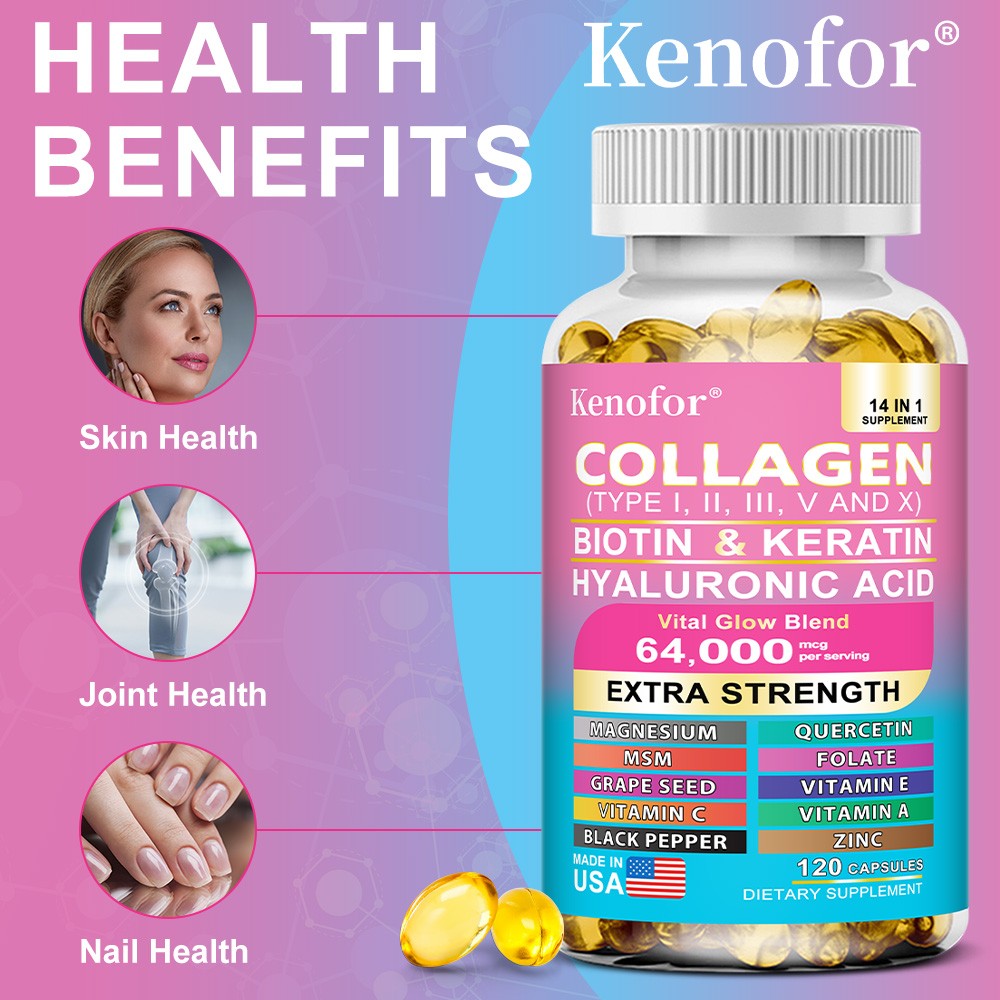 Collagen Supplements Improve Skin Nail Hair Joint Health Vitamins 120 Softgels