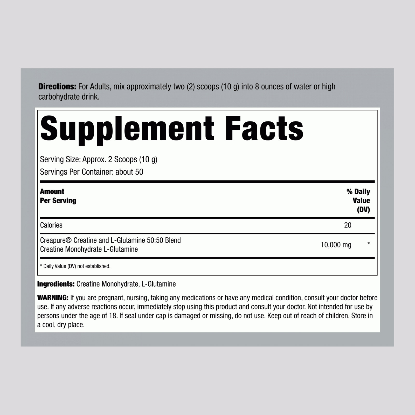German Creatine and L-Glutamine Powder | 1.1 lbs | by Fitness Labs