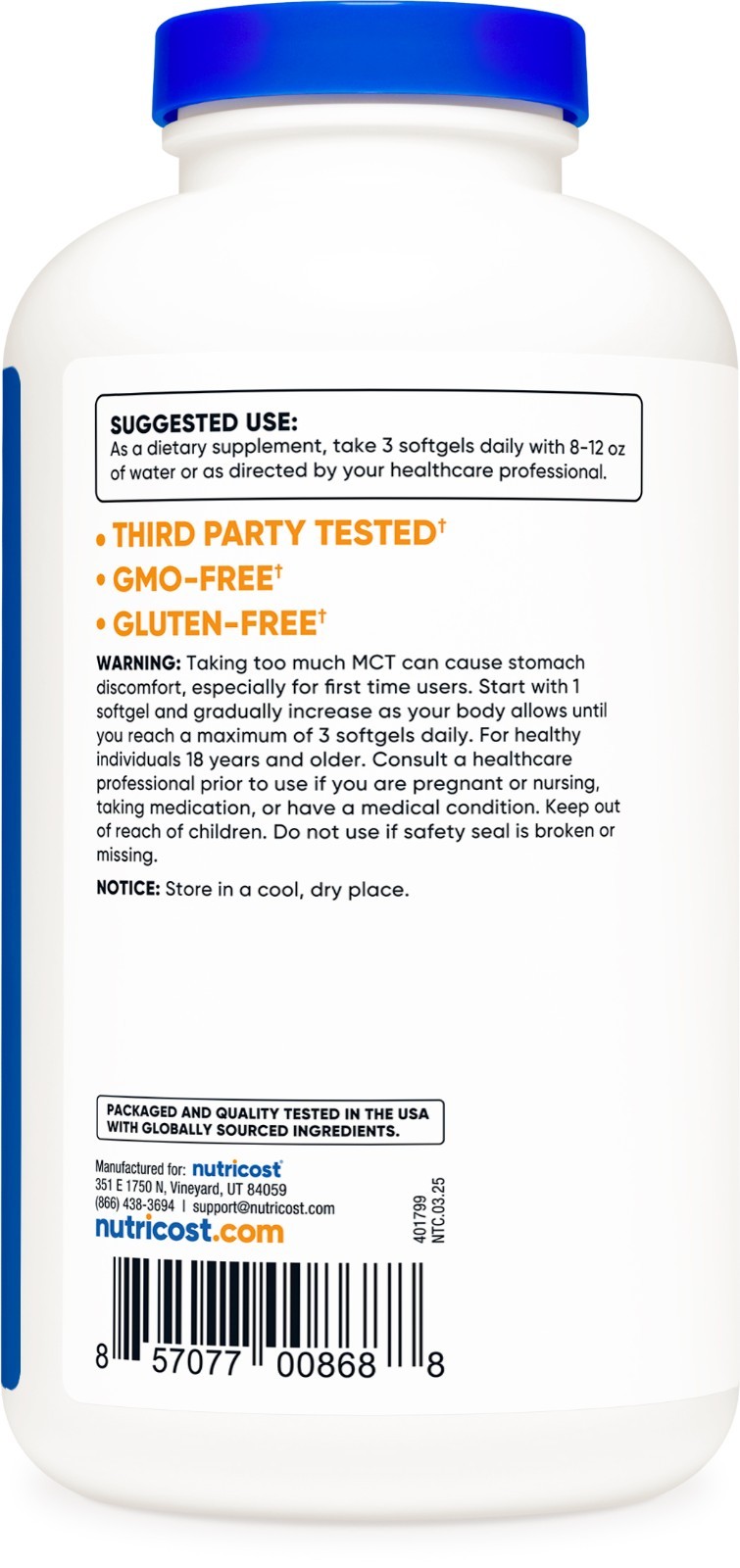 Nutricost MCT Oil Softgels 1000mg, 300 Softgels – Great for Keto Diet