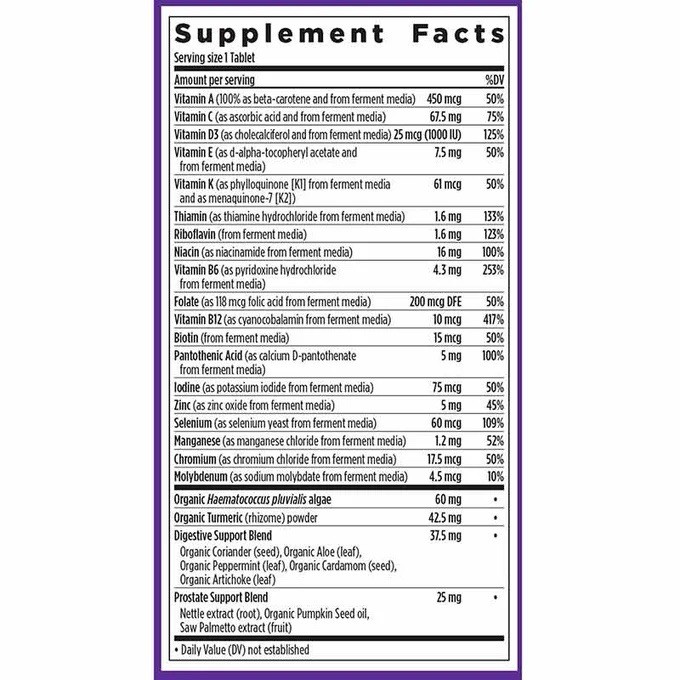 New Chapter One Daily Every Man’s Multivitamin 55+ 96 Tablets, Iron-Free Organic