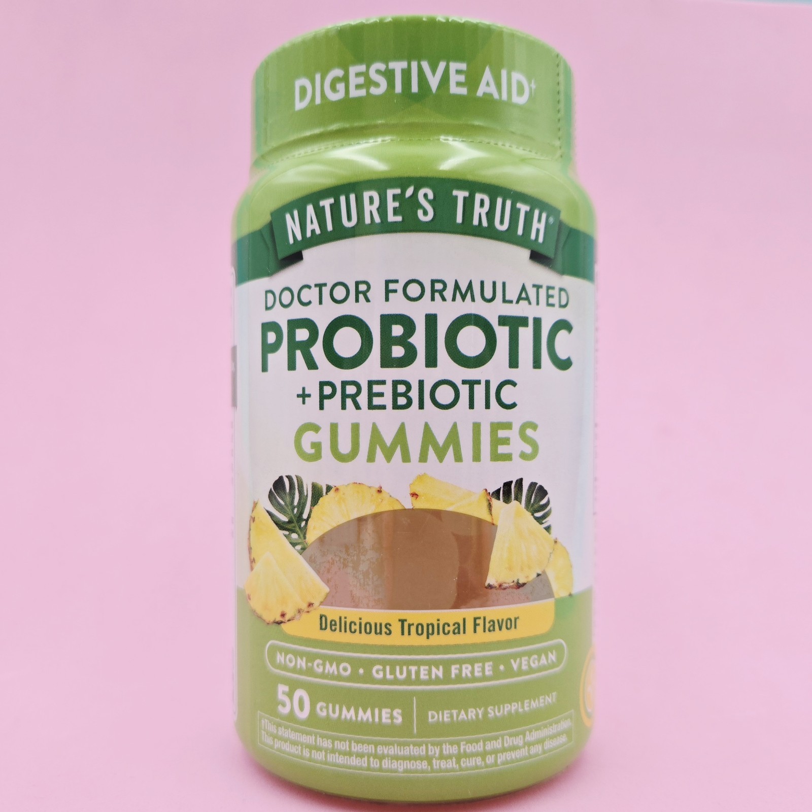 Nature’s Truth Probiotic+ Prebiotic Gummies Vegan Non-GMO Tropical 50ct LOT OF 2