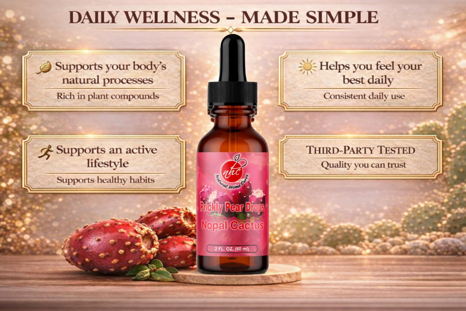 Natural Home Cures Prickly Pear Drops, Concentrated Nopal 2 Fl Oz (Pack of 1)