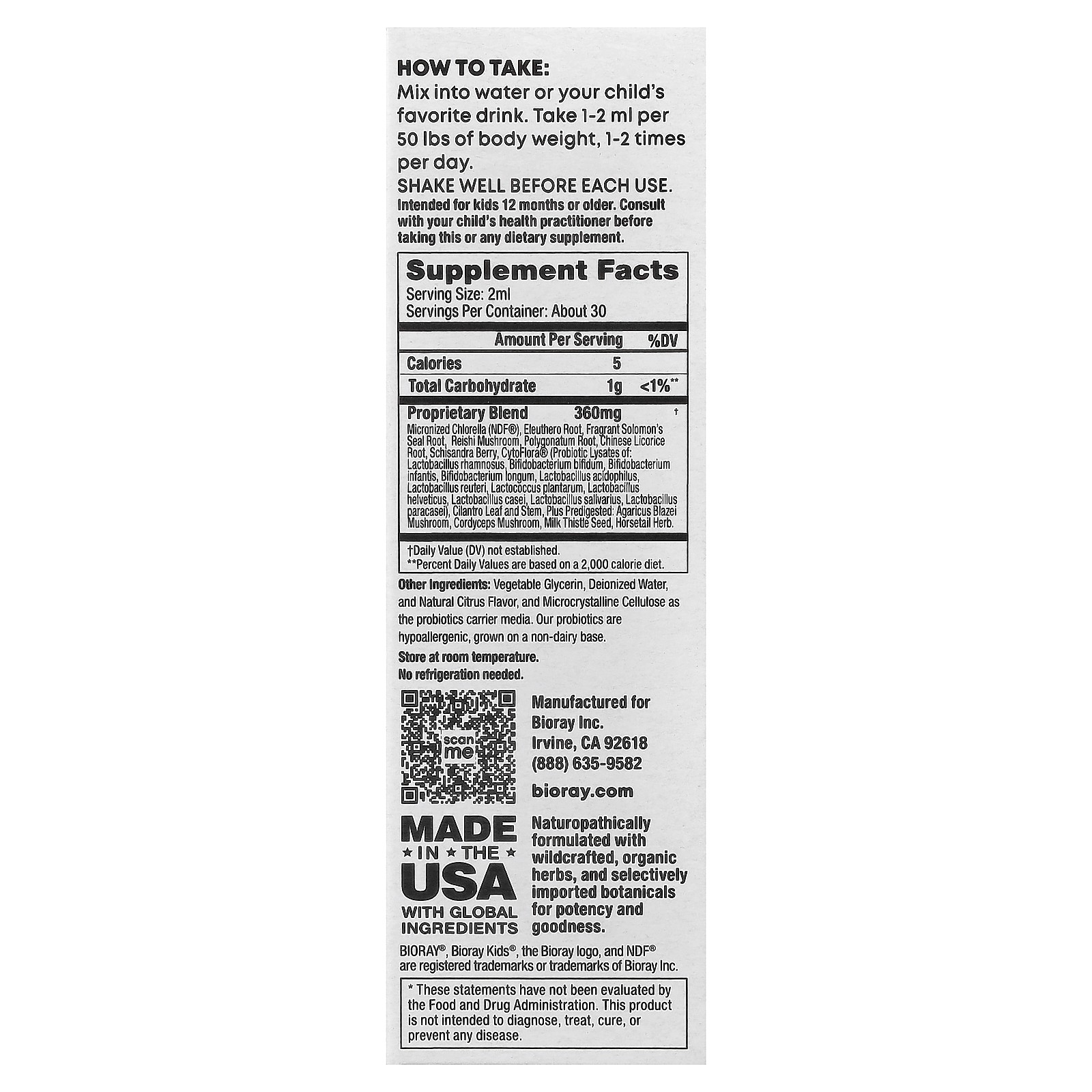 Kids, NDF Focus, Naturopathic Probiotic Drops, Citrus, 2 fl oz (60 ml)