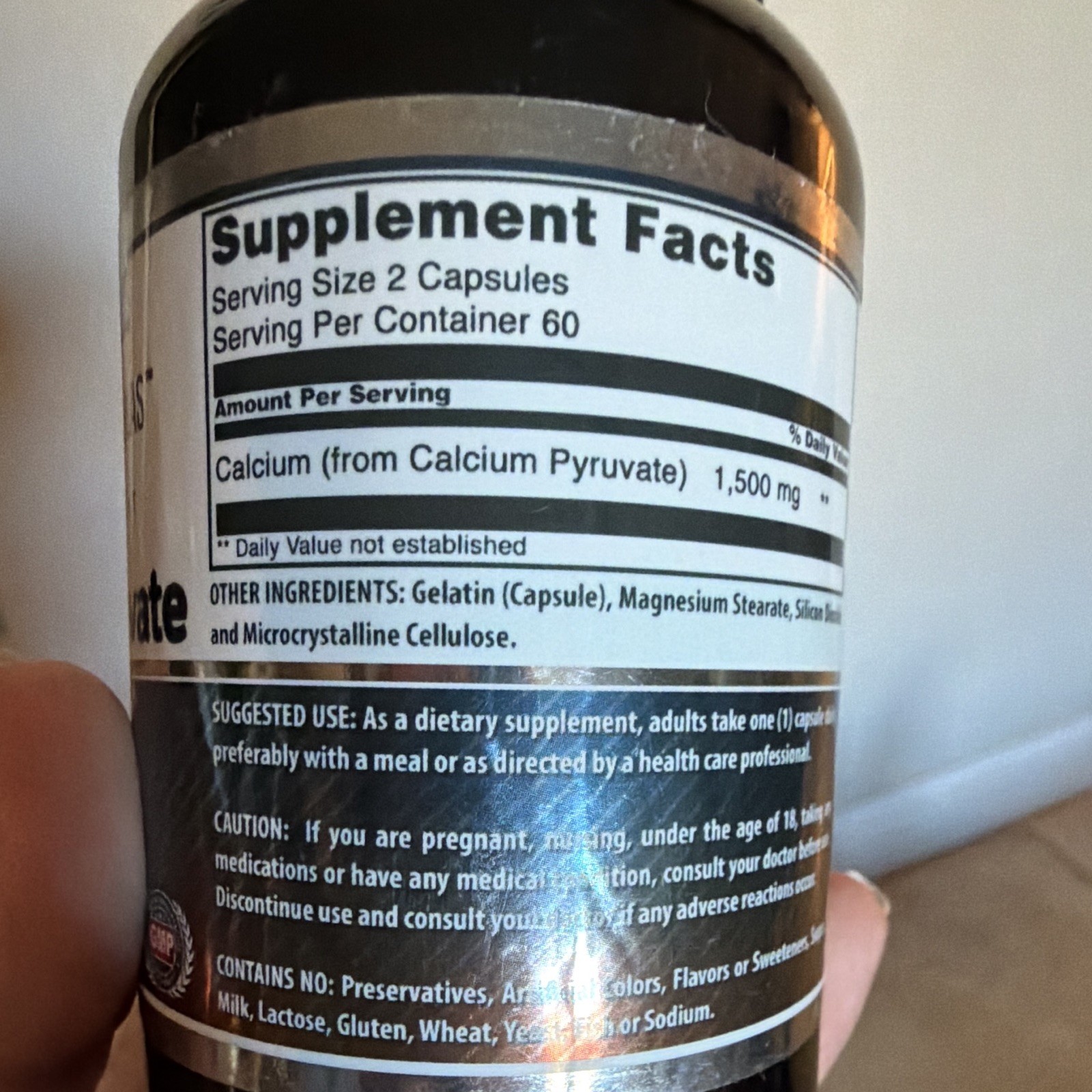 Amazing Formulas Calcium Pyruvate 1500mg 120 Capsules Weight Bone Health