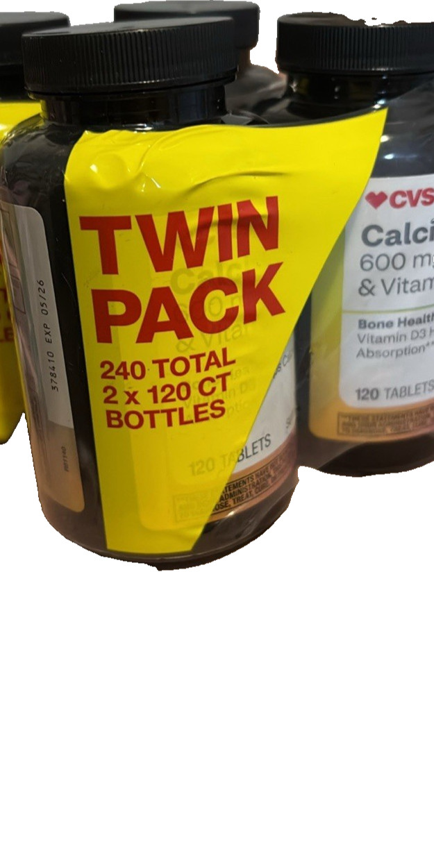 CVS Health Calcium 600mg & Vitamin D3 Tablets 1 twin pack Bone Health