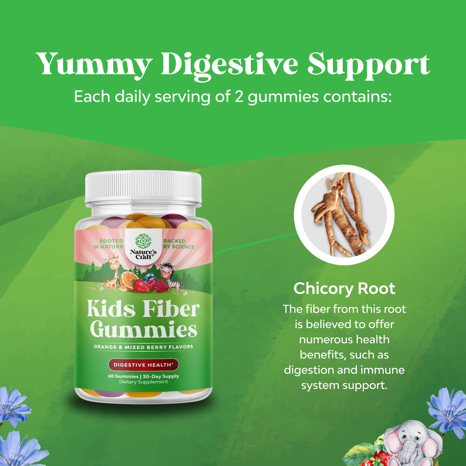 Kids Fiber Gummy Prebiotics Supplement – Soluble Fiber Gummies for Kids