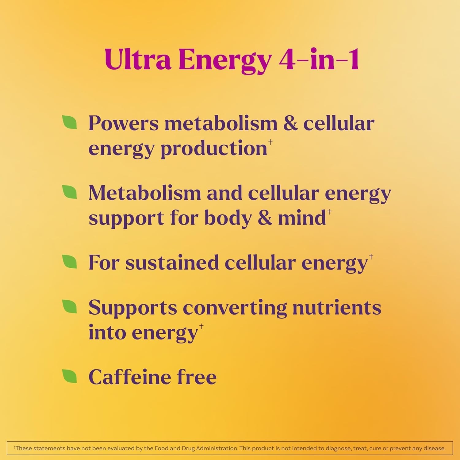 Natrol Ultra Energy 4-in-1 Blend, Caffeine Free, Vitamin B12, D, CoQ10, USA Made