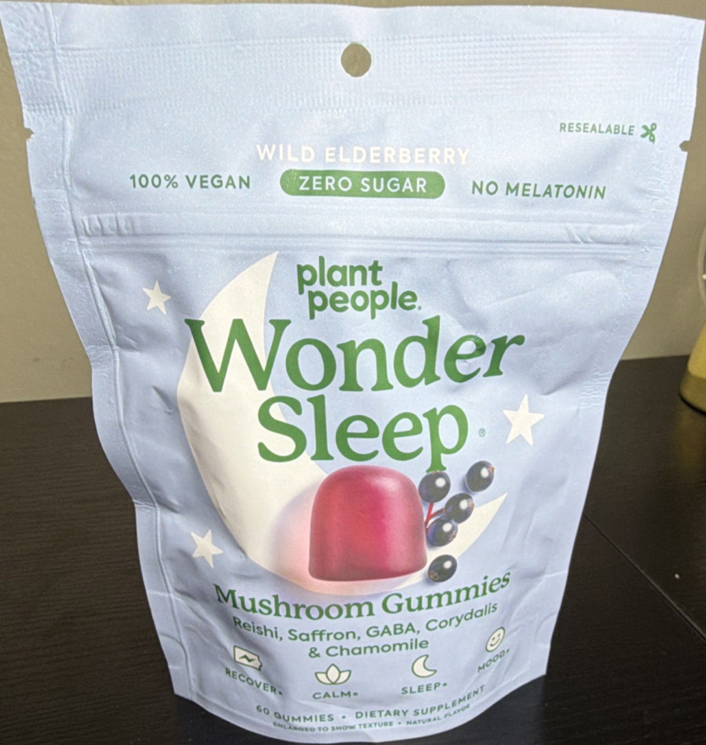 Plant People Wonder Sleep Mushroom Gummies Wild Elderberry Zero Sugar Vegan 60