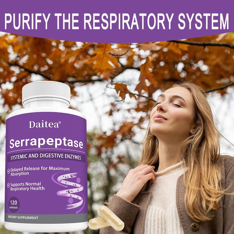 Serrapeptase 120 Capsules Biofilm Defense Proteolytic Digestive Enzymes Gut