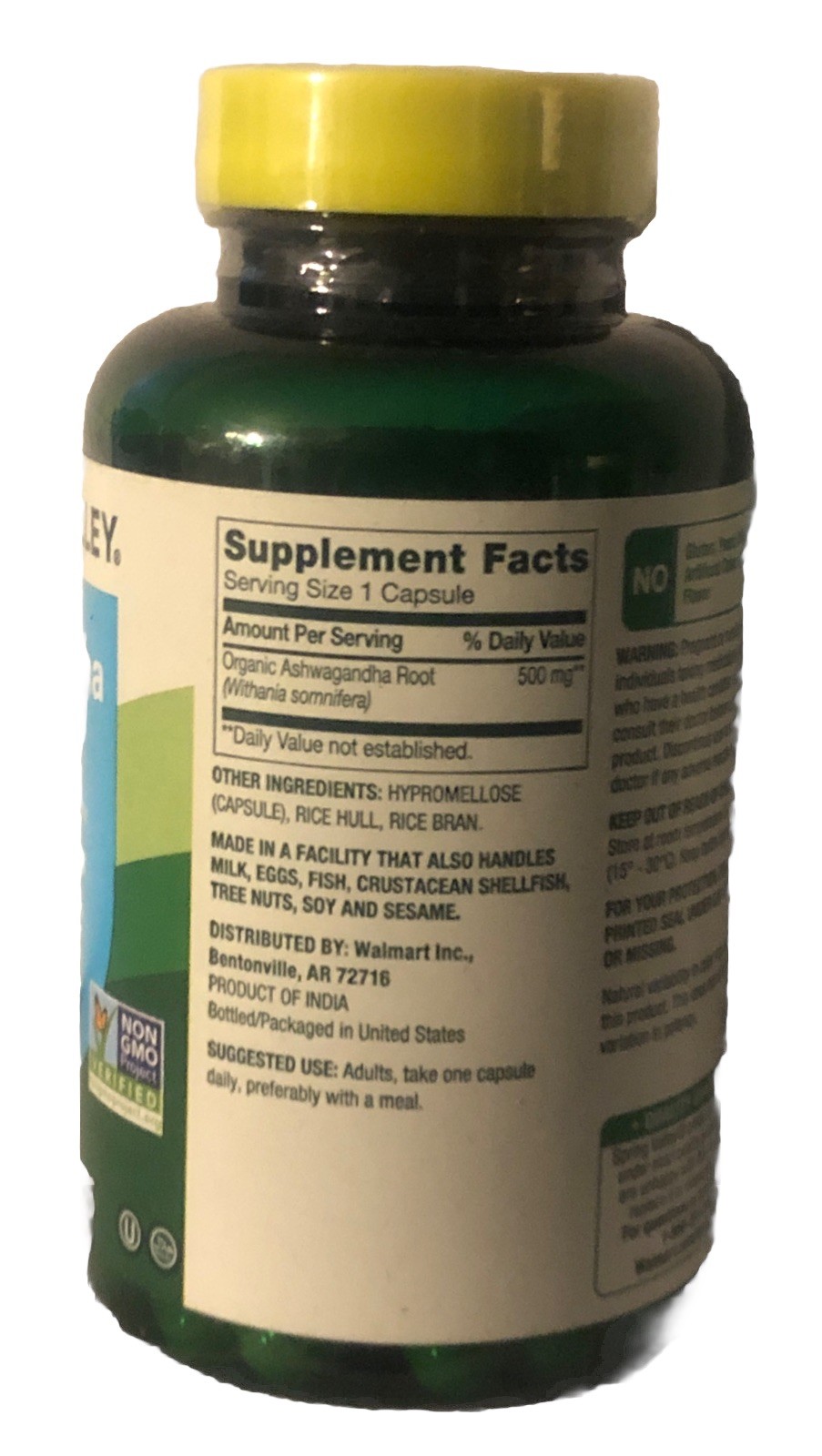 Spring Valley Ashwagandha Root Powder 500 mg 60 Capsules New Exp 1/28