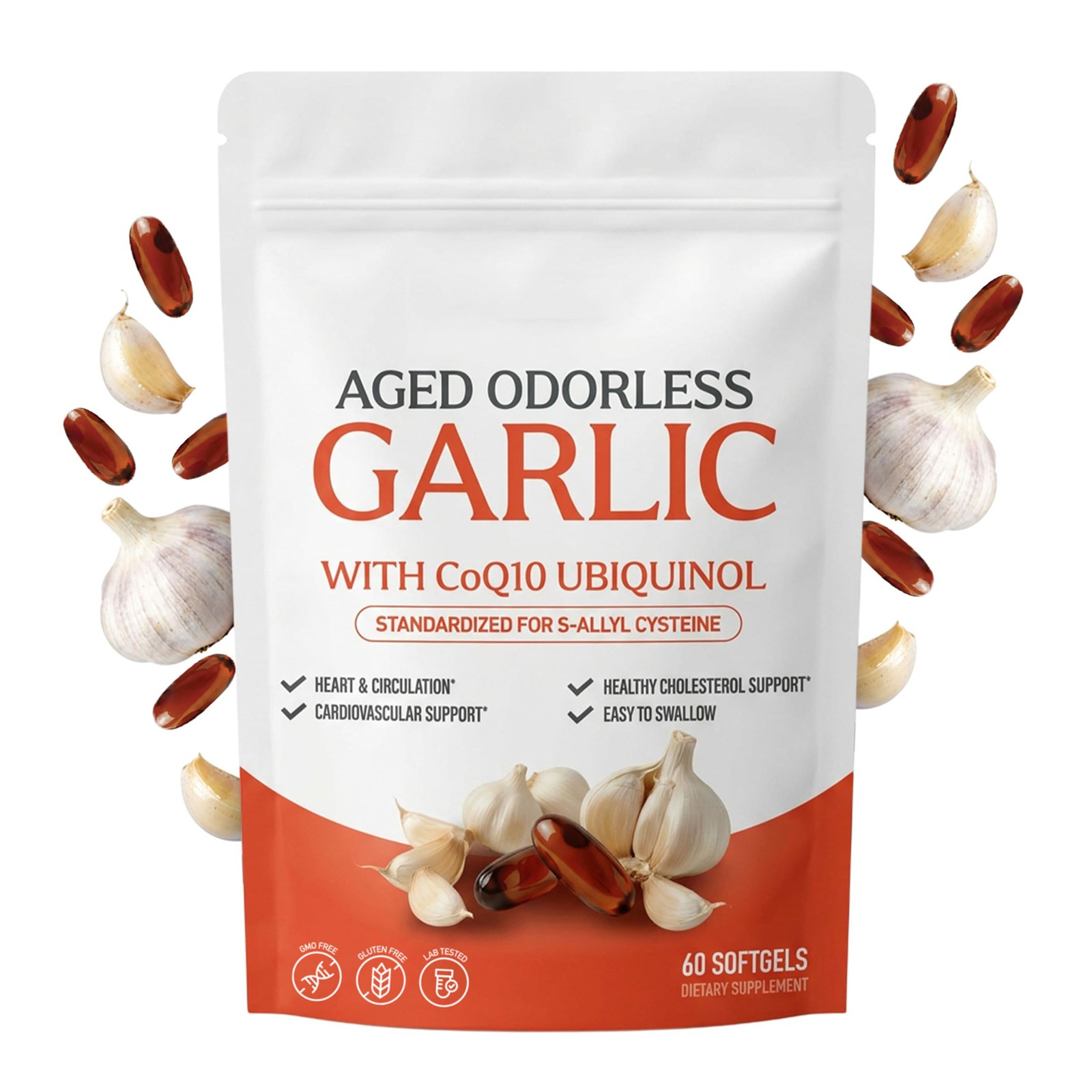Resilia Garlic Extract 600mg Softgels (60 Count) – Odorless Aged Garlic Extra wU