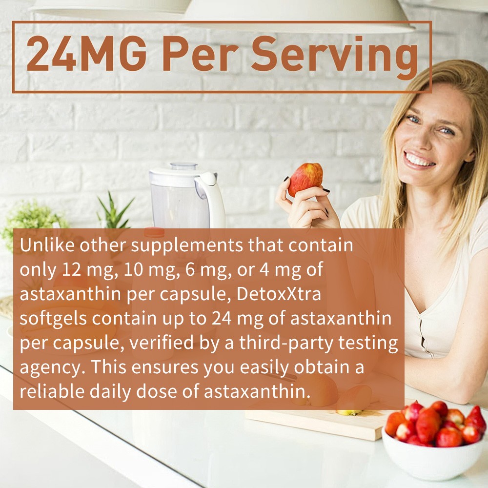 Astaxanthin 24mg, 30/60/120Softgels – Gluten Free and Non-GMO