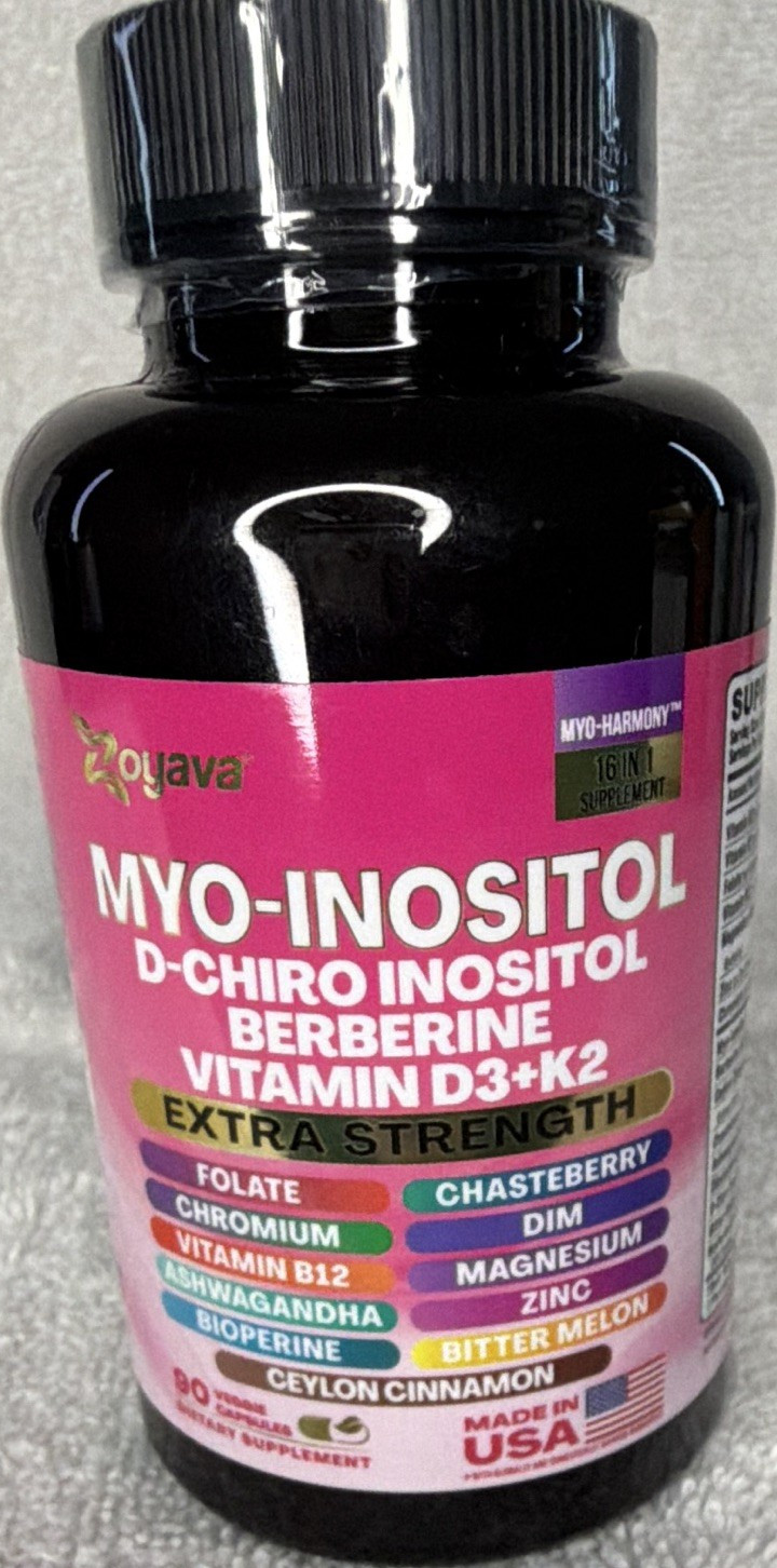 Zoyava Myo-Inositol D-Chiro Berberine Vitamin D3 K2 Ceylon Cinnamon 90ct