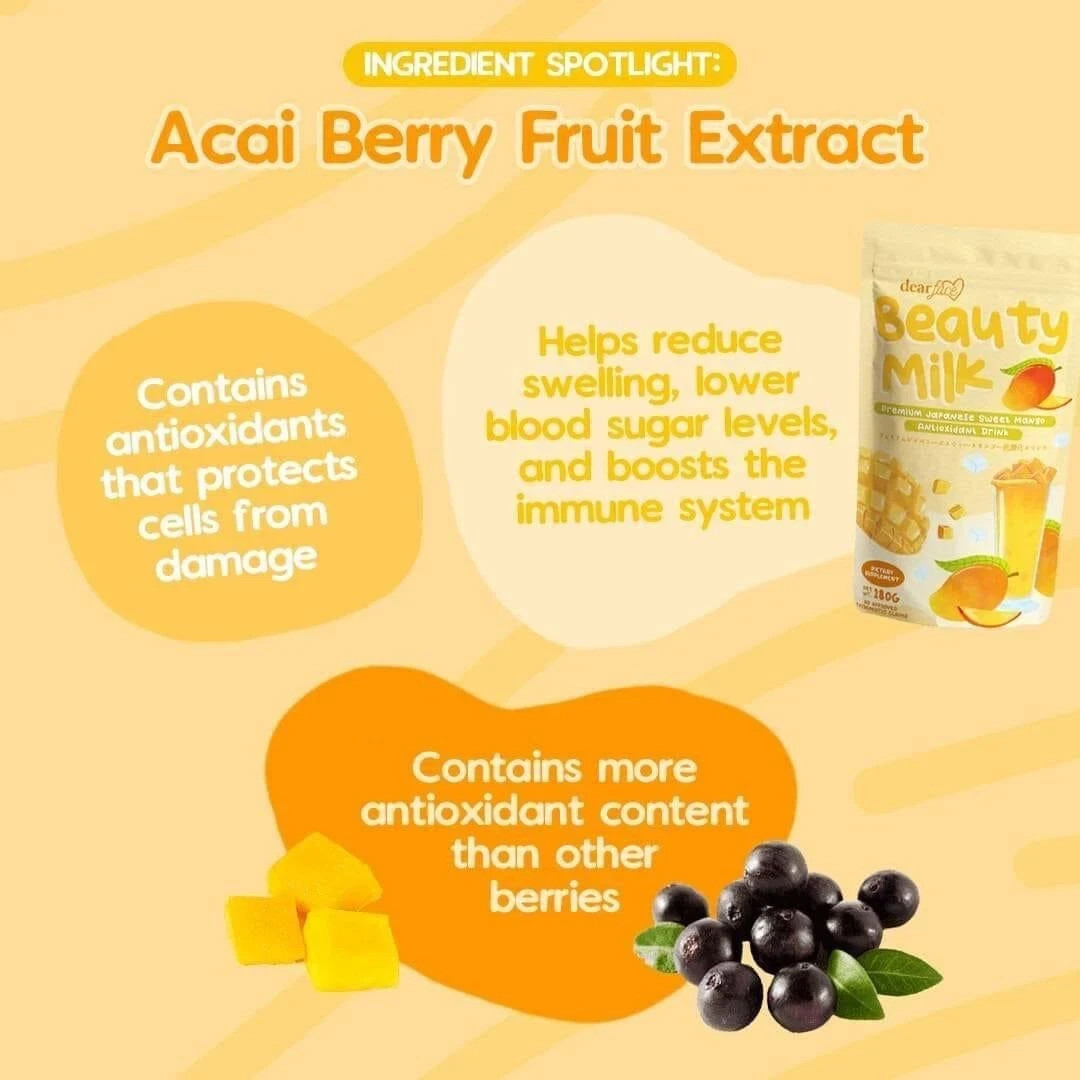 Dear Face Beauty Milk Premium Japanese Sweet Mango, Antioxidant Drink 10 Sachets