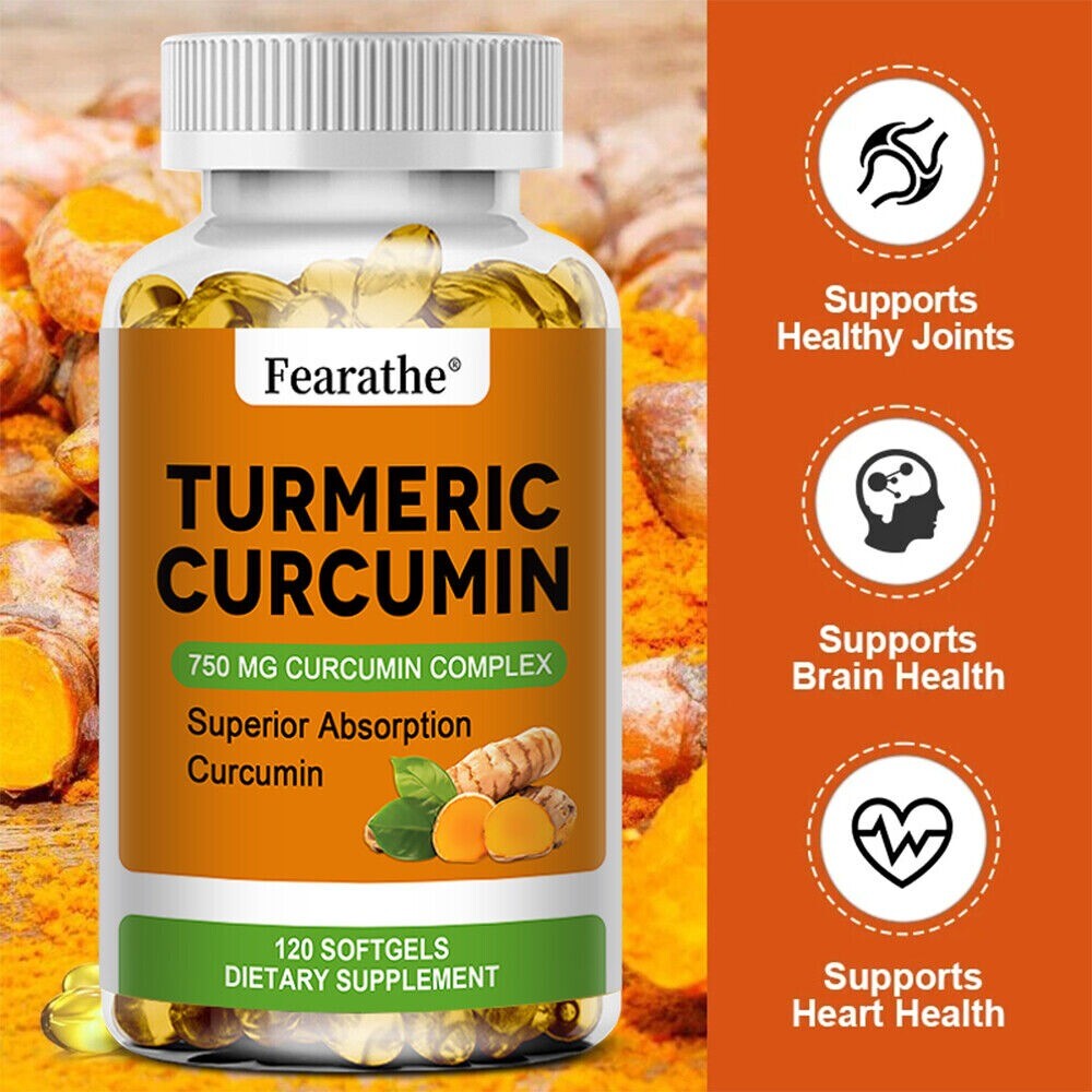 Turmeric Curcumin 750 mg – Brain, Joint Support Capsules 30 To 120 Caps