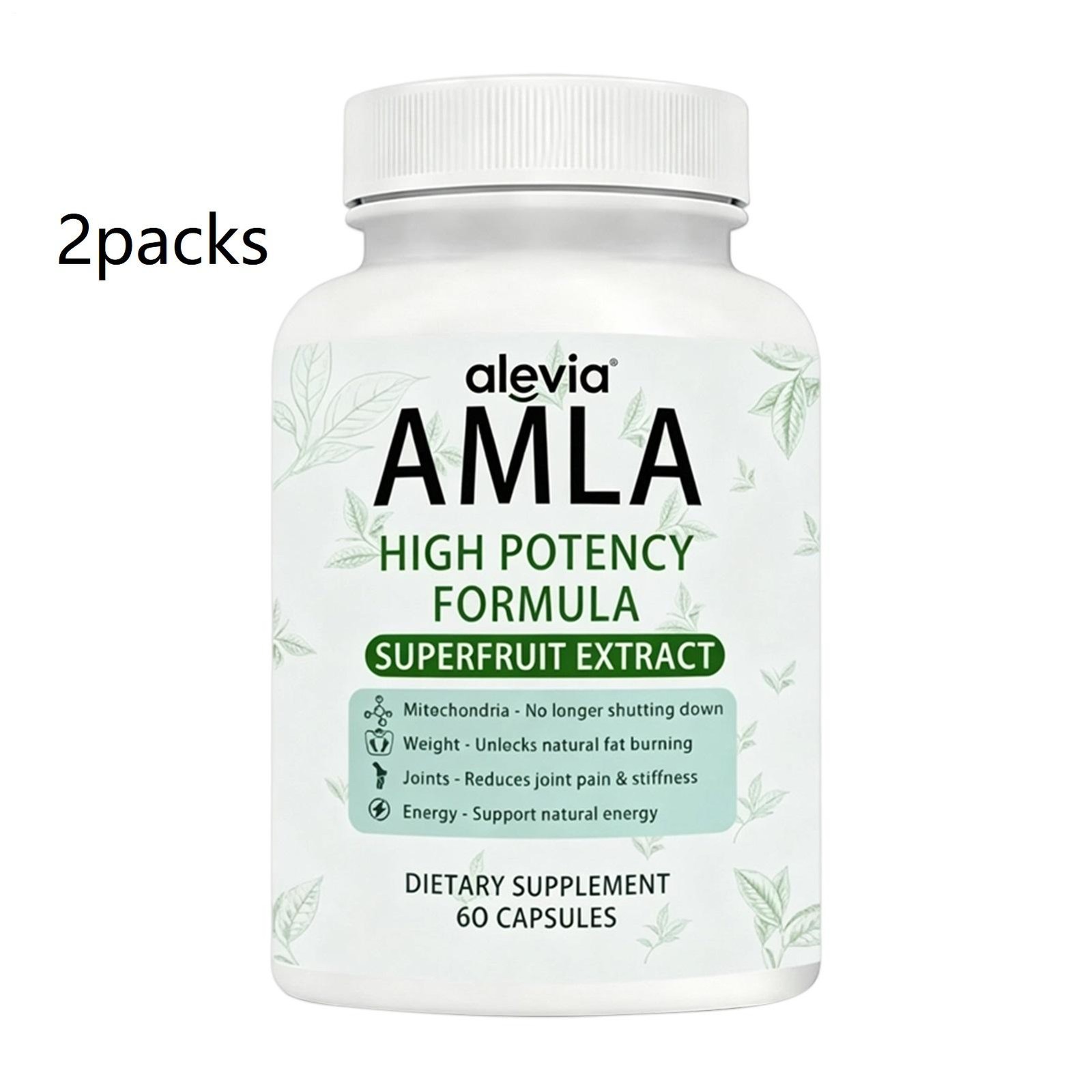 2 X Alevia Indian Amla Capsules 1000mg Organic Gooseberry Antioxidant Supple 60c