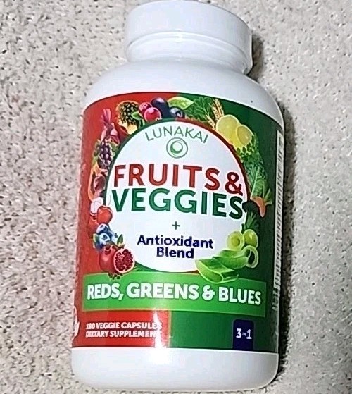 Lunakai USA Made Superfood Fruits & Veggies + Antioxidant Blend 180 Capsules