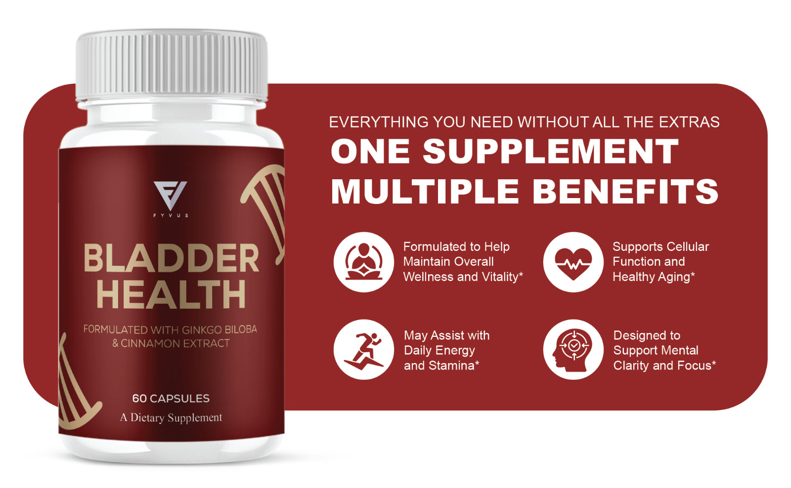 Bladder Health Support, BladderHealth Daily Supplement (60 Capsules)