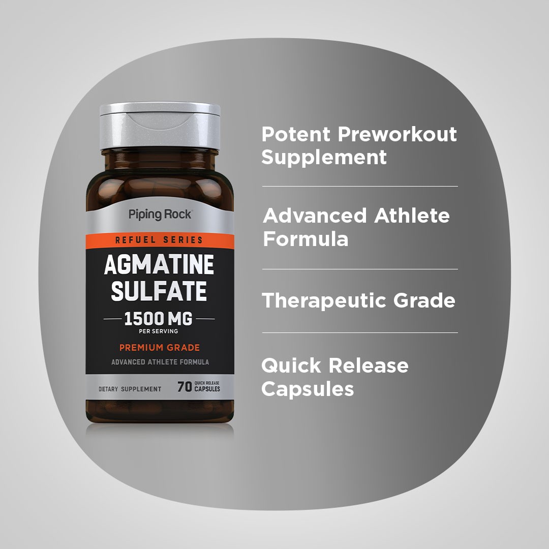 Agmatine Sulfate Capsules | 1500mg | 70 Count | Premium | by Piping Rock