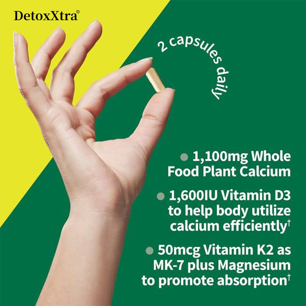 Plant Calcium Supplement-With VitaminD3,K2 for Strong Bones&Joint 120 Caps