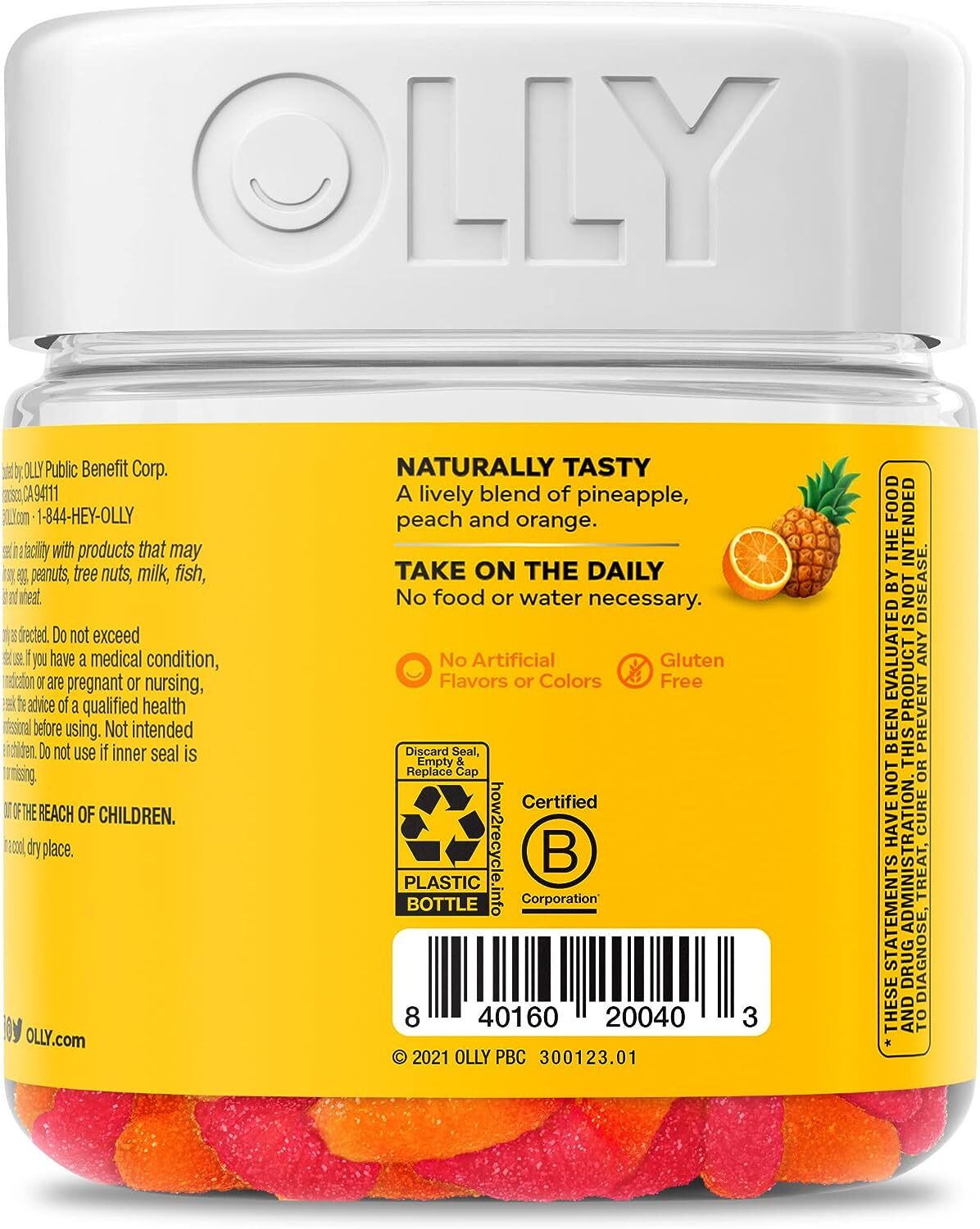 OLLY Hello Happy Gummy Worms, Mood Balance Support, Vitamin D, Saffron 60 Count