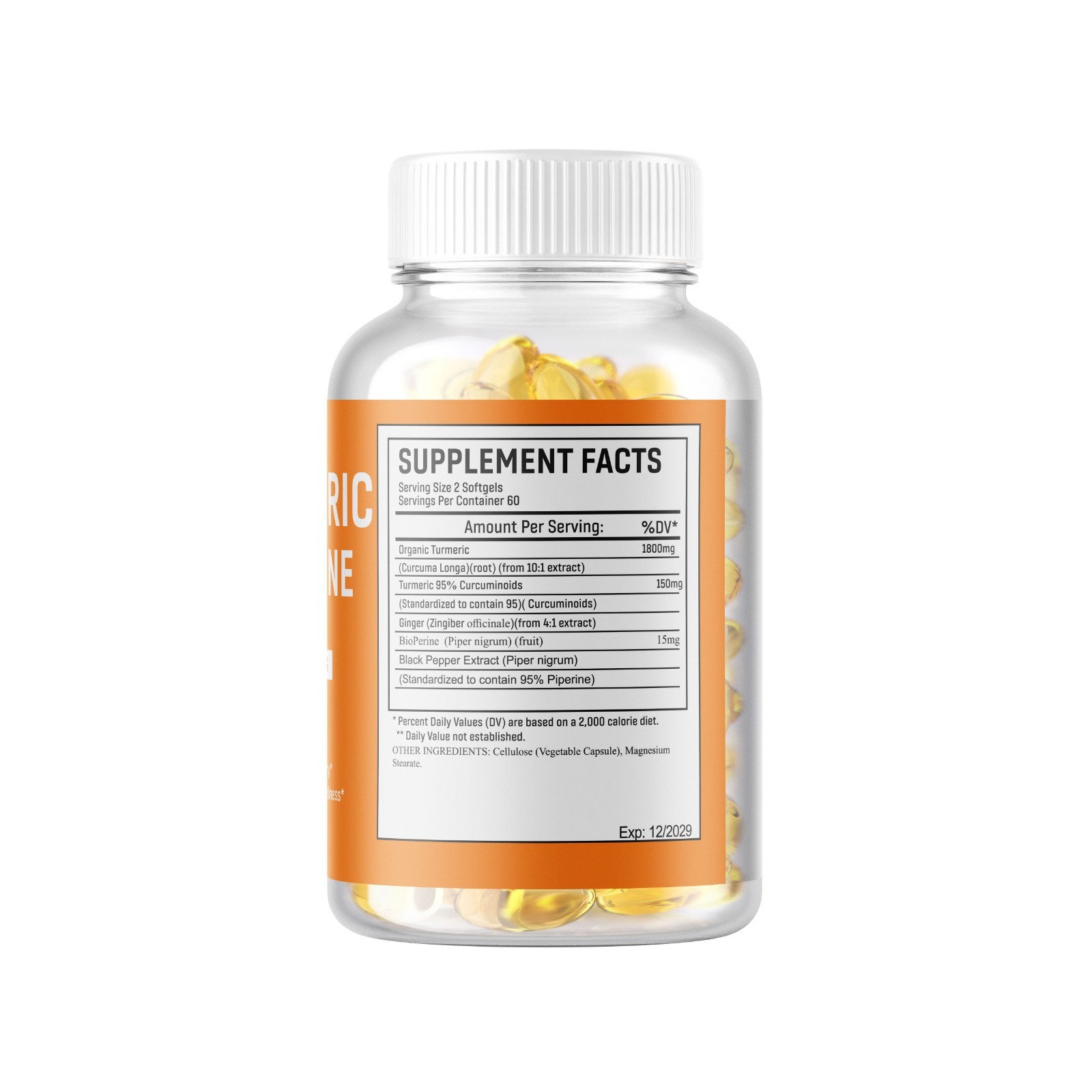 Turmeric Curcumin 10000mg Herbal Extract with BioPerine Ginger Root 240 Capsules
