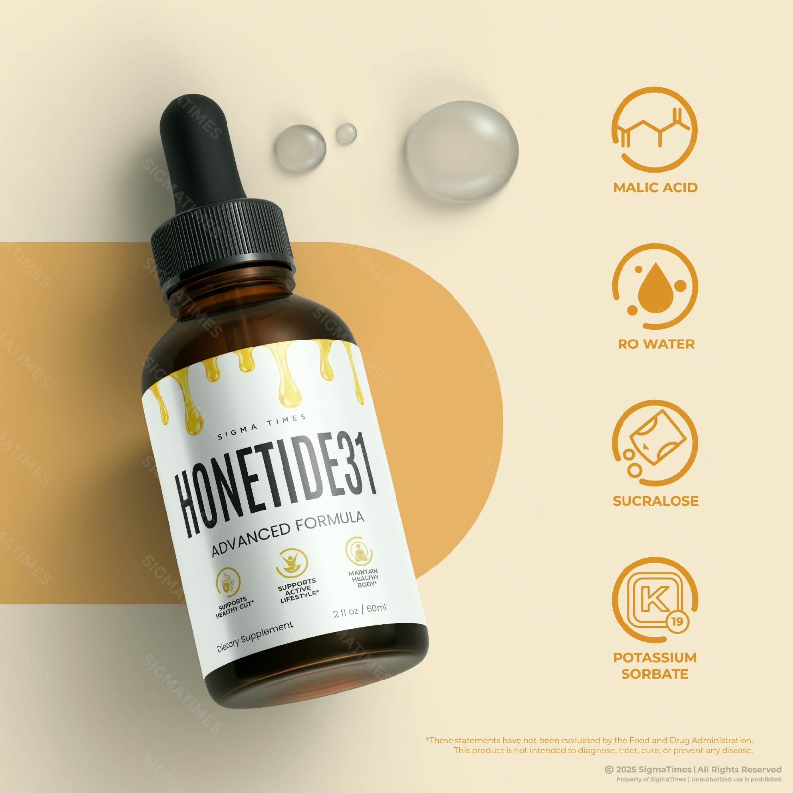 Honetide31 Drops, Liquid Supplement for Metabolism & Weight Loss (30 serving)