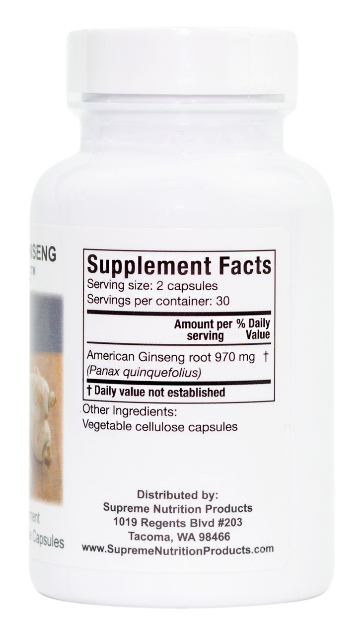 American Ginseng Supreme – by Supreme Nutrition – 60 Caps – 485 mg