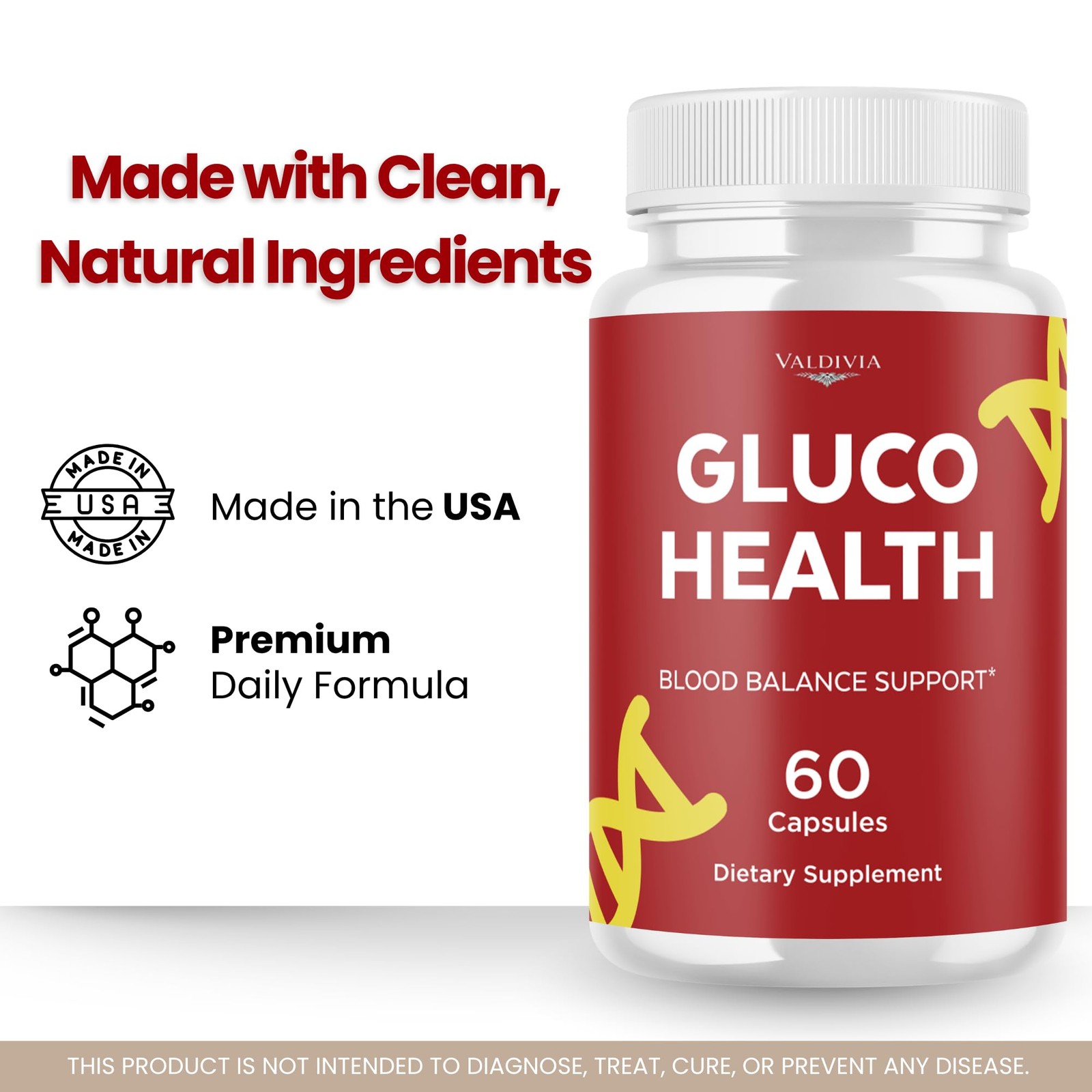 Valdivia (5 Pack) GlucoHealth Capsules 300 Capsules 5 Pack Blood Made in USA