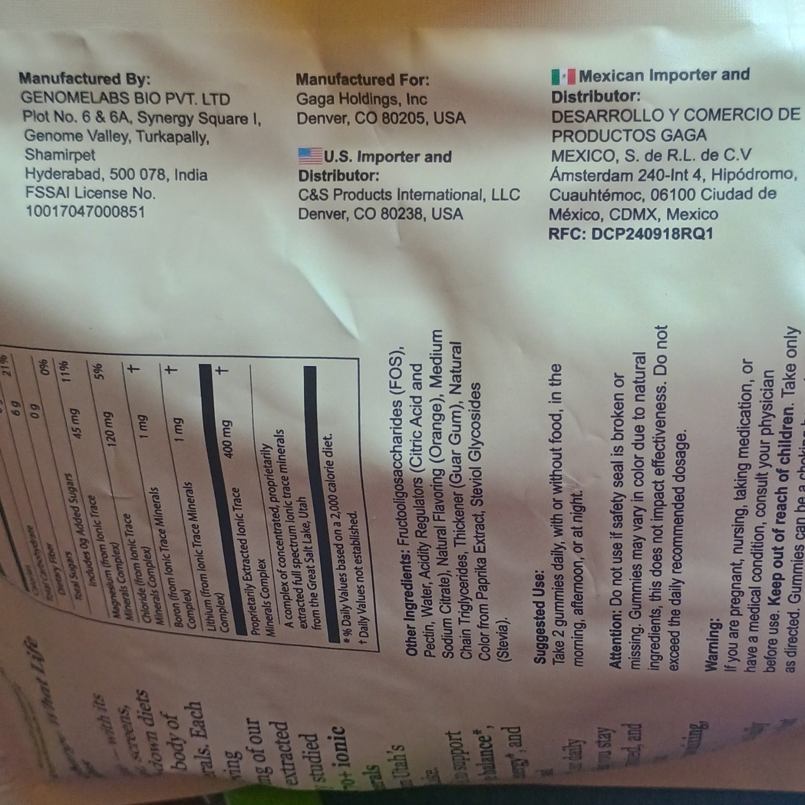 Gaga Labs Mineral Mode Trace Minerals Daily Gummies 60 Count Orange Citrus