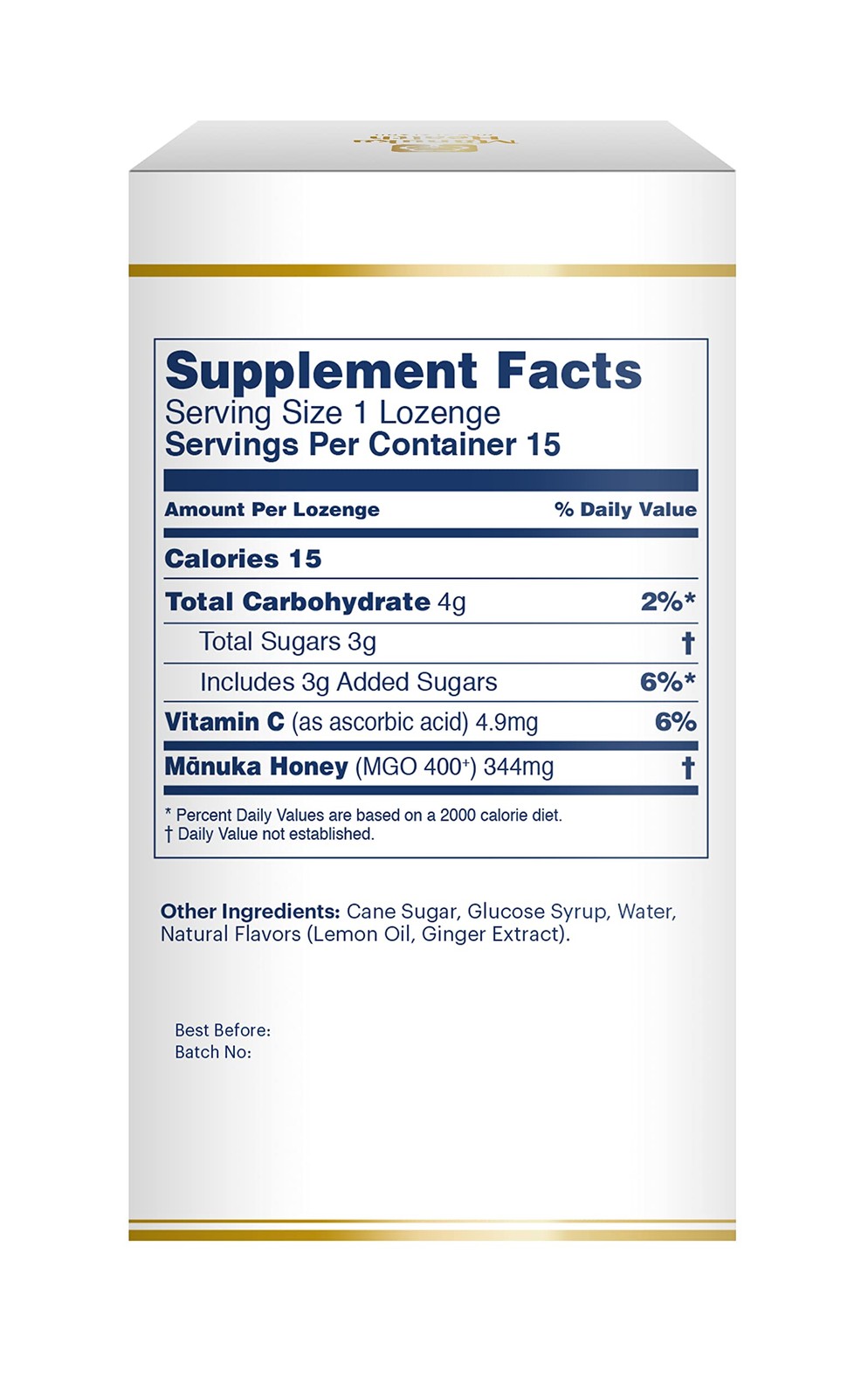 (Pack of 12) Manuka Health Manuka Honey Ginger Lemon Lozenges 15 Pieces