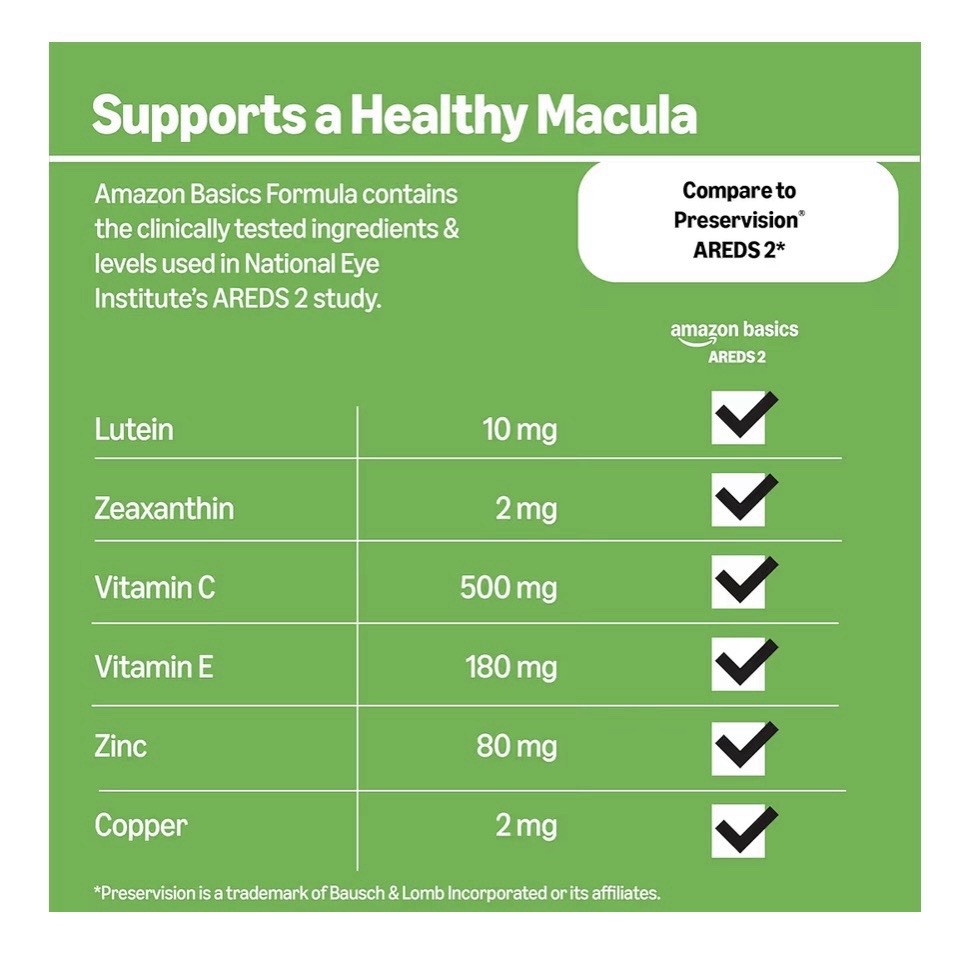 2 Amazon Basics Eye Vitamin and Mineral Supplement AREDS 2 Formula (120 Ct Each)