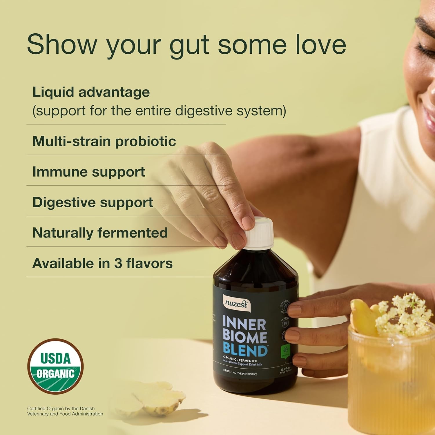 Nuzest Inner Biome Blend Prebiotic & Postbiotic Liquid Drink Mix Microbiome Supp