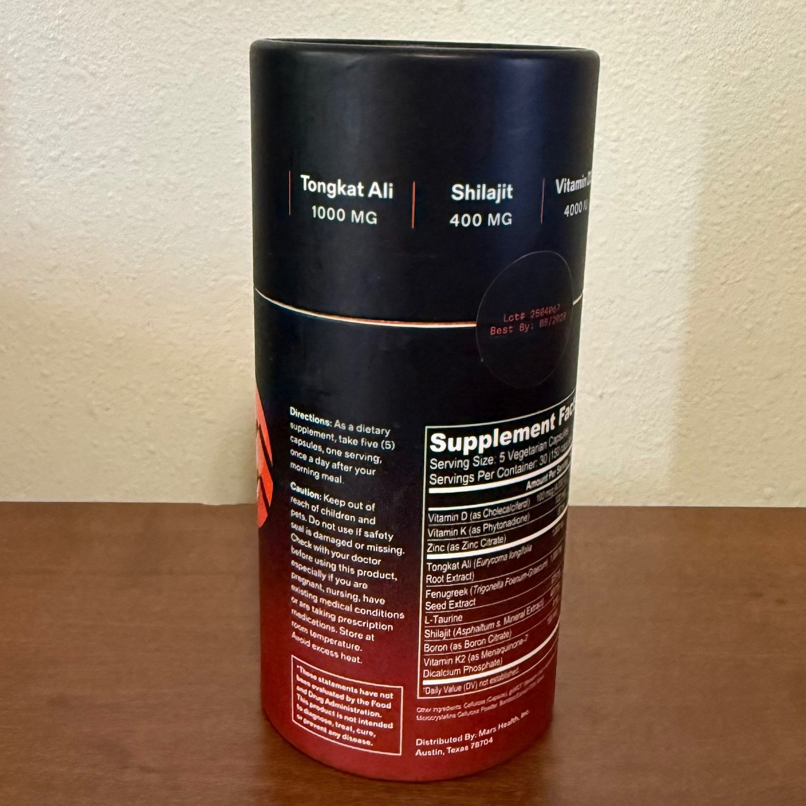 Mars Men Natural Test Support Mens 150ct Black New Sealed 30 Day Supply