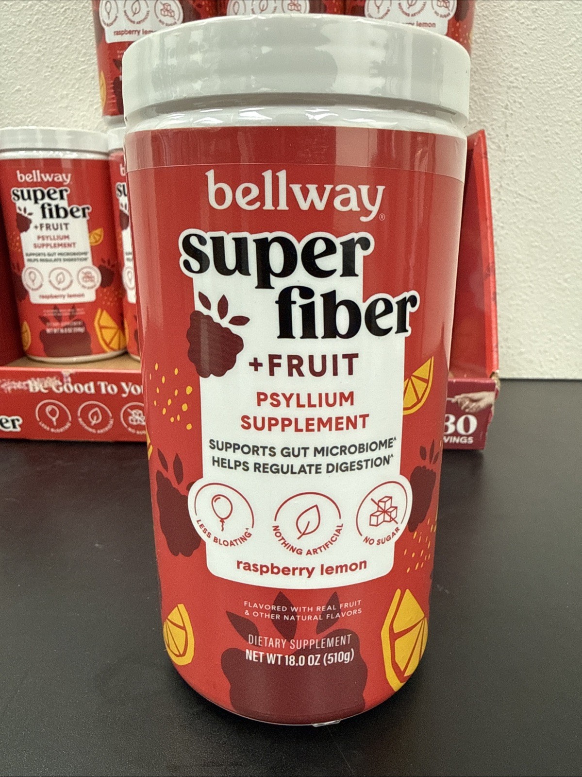 Lot Of 8 Bellway Super Fiber + Fruit Psyllium Husk Raspberry Lemon 18oz