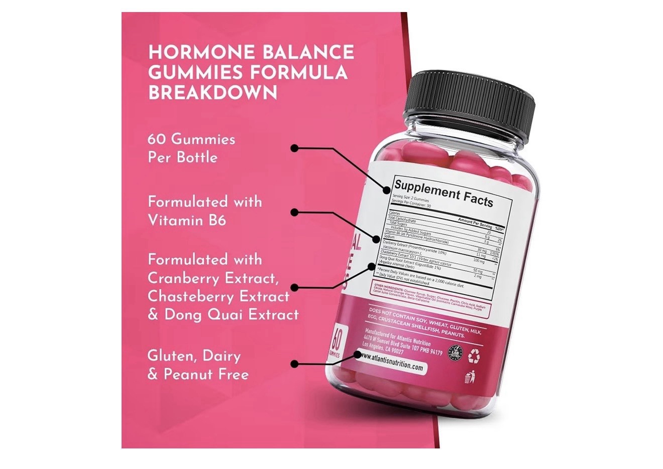 Atlantis Nutrition Hormonal Balance 60 Gummies Exp 07/2027 (T-55)