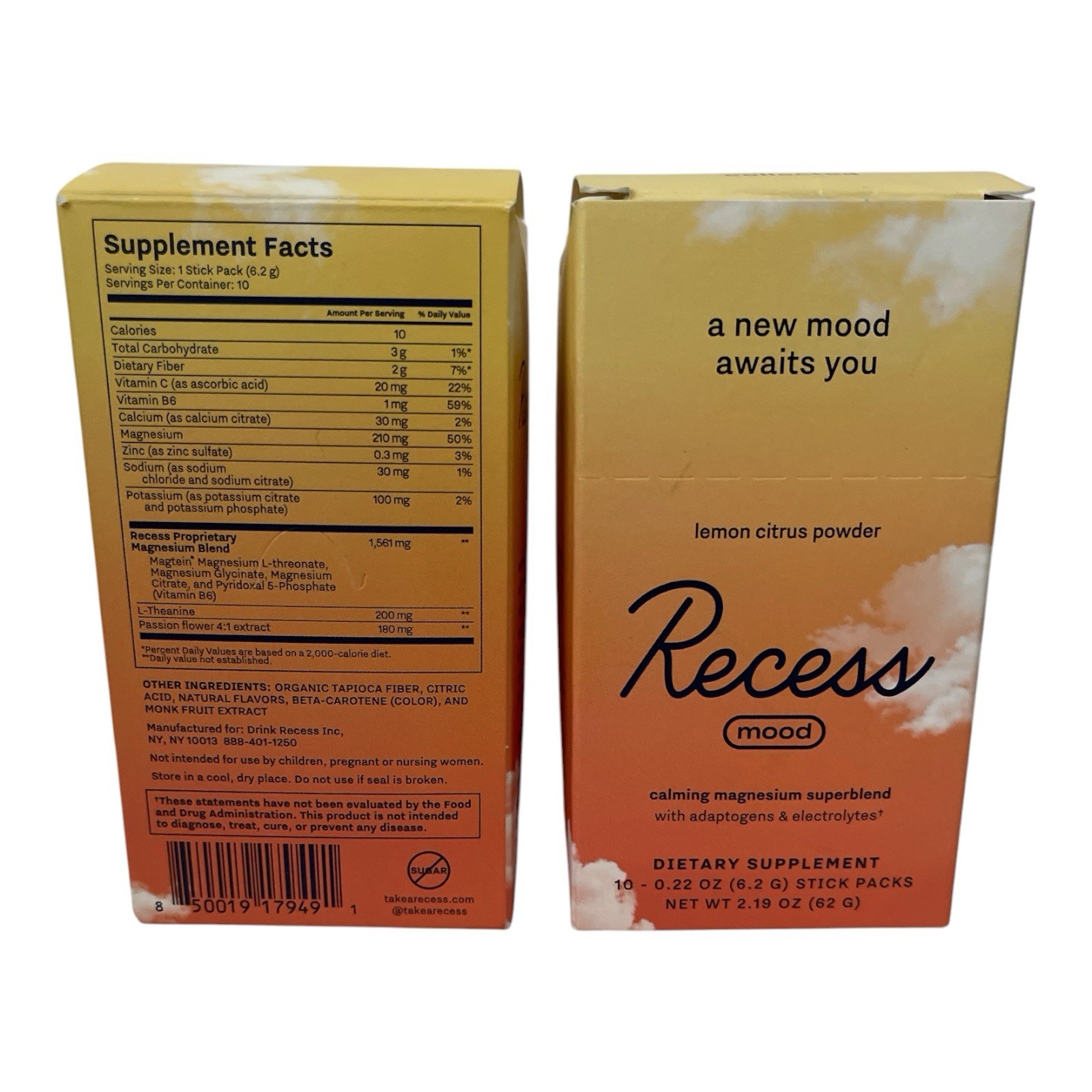 Brand New 2 Pack Recess Mood Lemon Citrus. Sealed boxes. Fast shipping. ✅