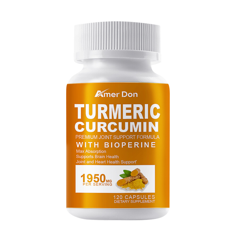 Turmeric Curcumin Highest Potency 1950mg&BioPerine Black Pepper Extract 120Pcs