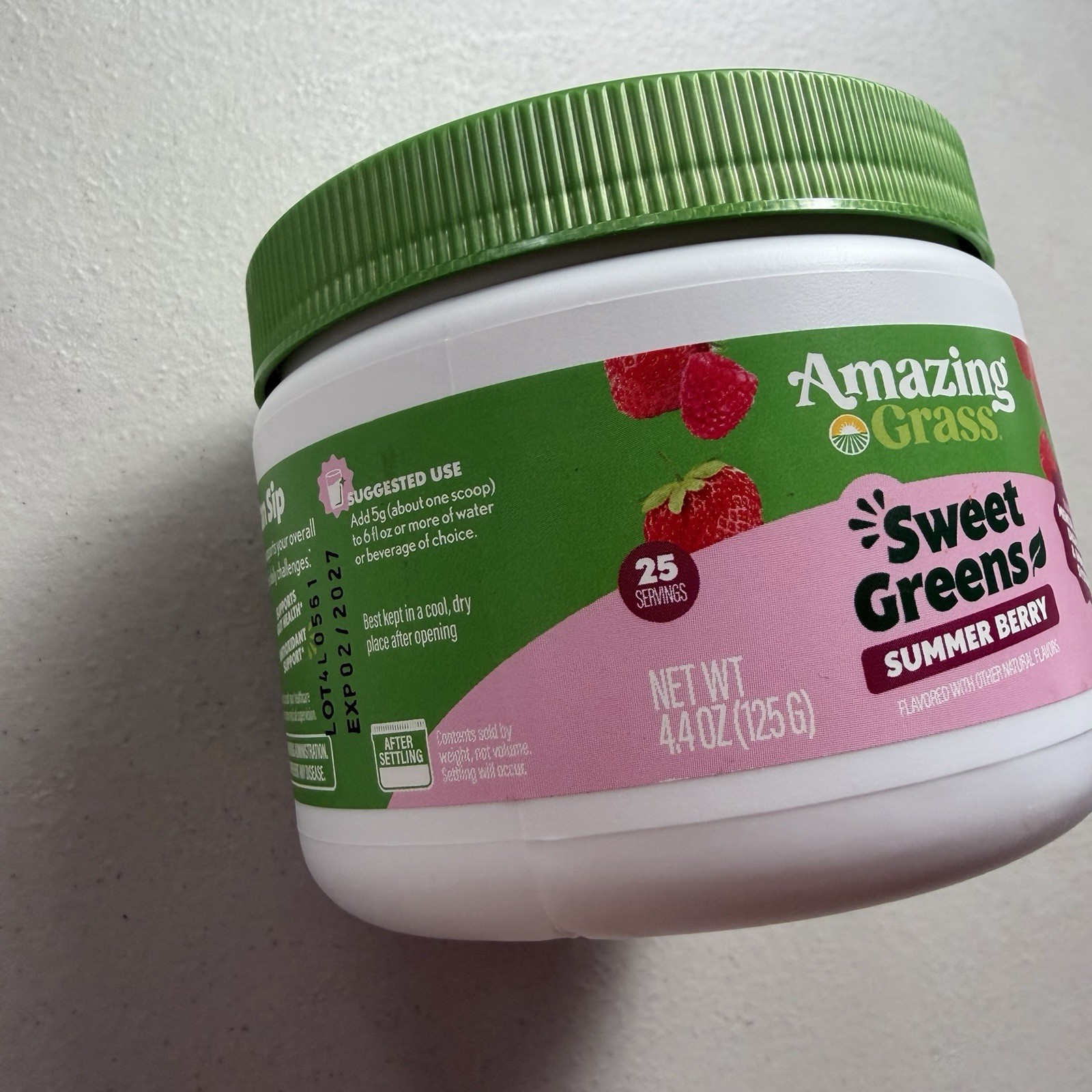 Amazing Grass Sweet Greens Summer Berry Powder 4.4 oz Sealed Exp 02/2027