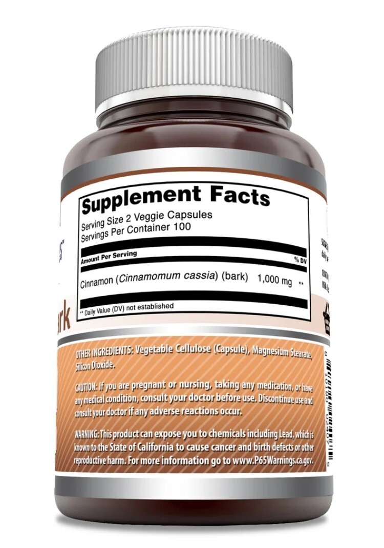 Amazing Formulas Cinnamon Bark Supplement, 1000 mg, 100 caps, Exp 04/27