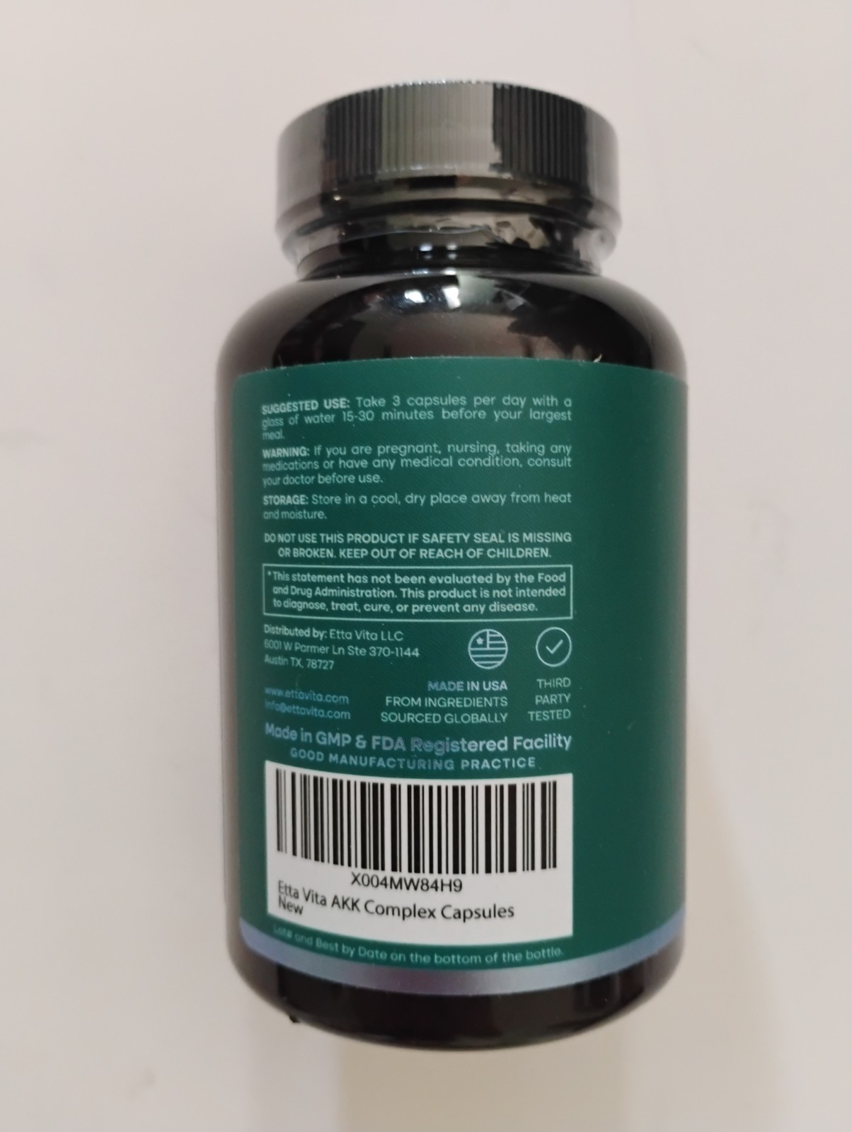 Etta Vita Probiotics Supplement 90 Count Vegan Capsule New Sealed Exp 11/2027