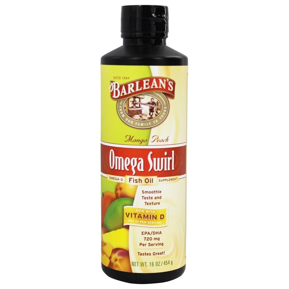 Barlean’s Omega Swirl Omega-3 Fish Oil Mango Peach, 16 Ounces
