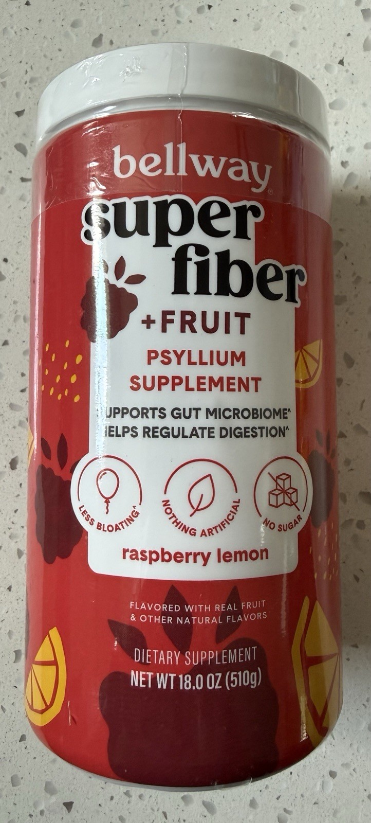 Bellway Super Fiber + Fruit Psyllium Raspberry Lemon 18 oz Exp 09/26
