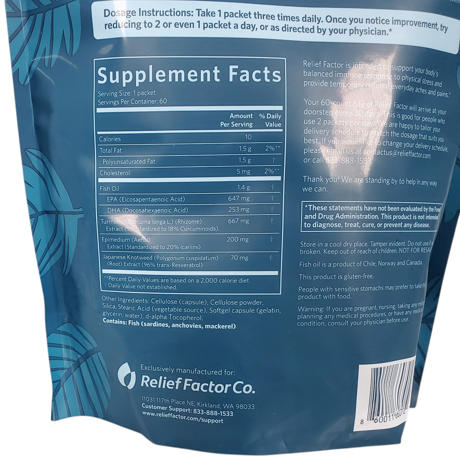 AUTHENTIC Relief Factor 60 Packets #1 Support Minor Pains Aches Joints Relief