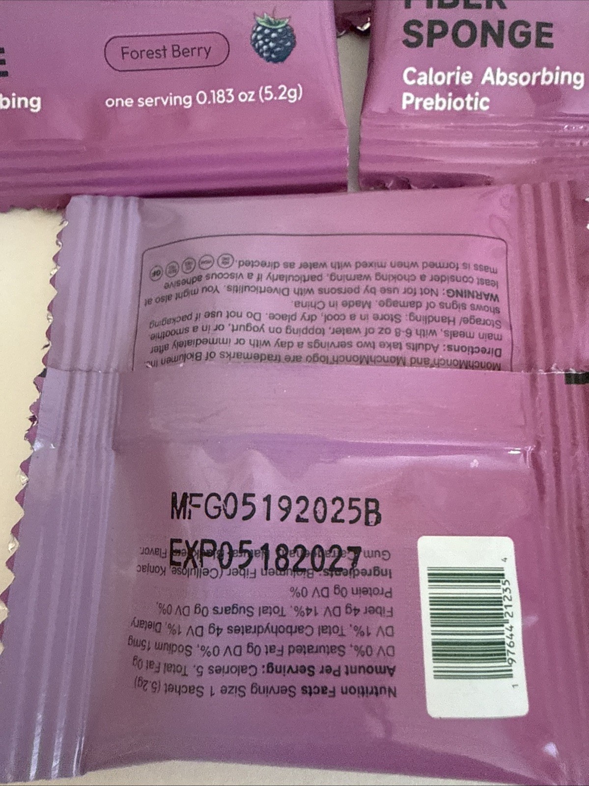 Monch Monch Calorie Absorbing Fiber 3D Fiber Sponge 5 Sealed Packets